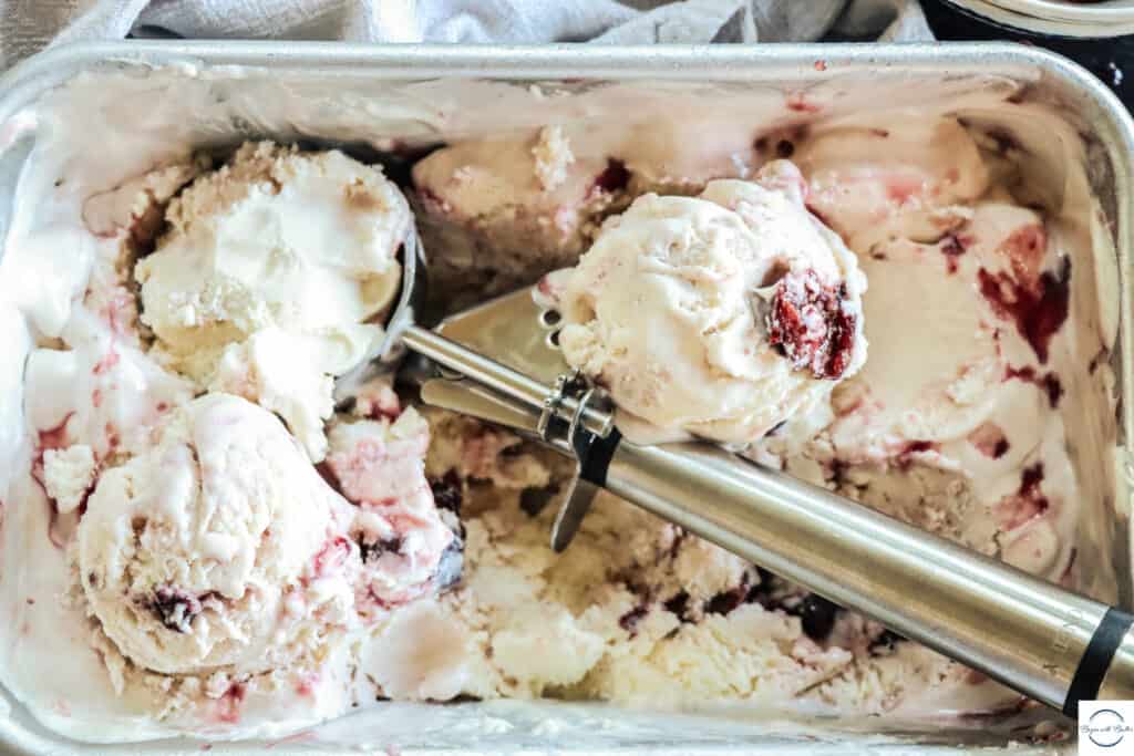 Cherry Vanilla No-Churn Ice Cream completed