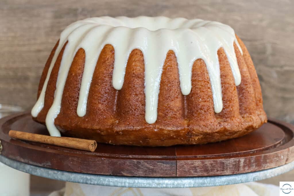 This is a picture of a cinnamon roll pound cake.
