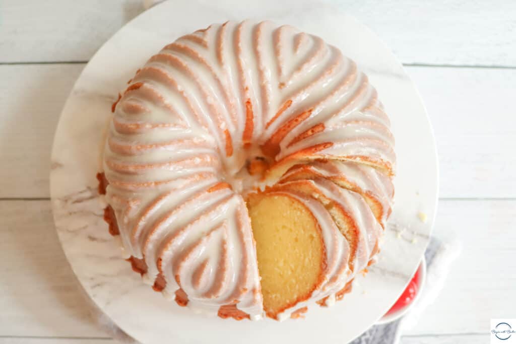 This is a picture of a sliced Sour Cream Pound Cake.