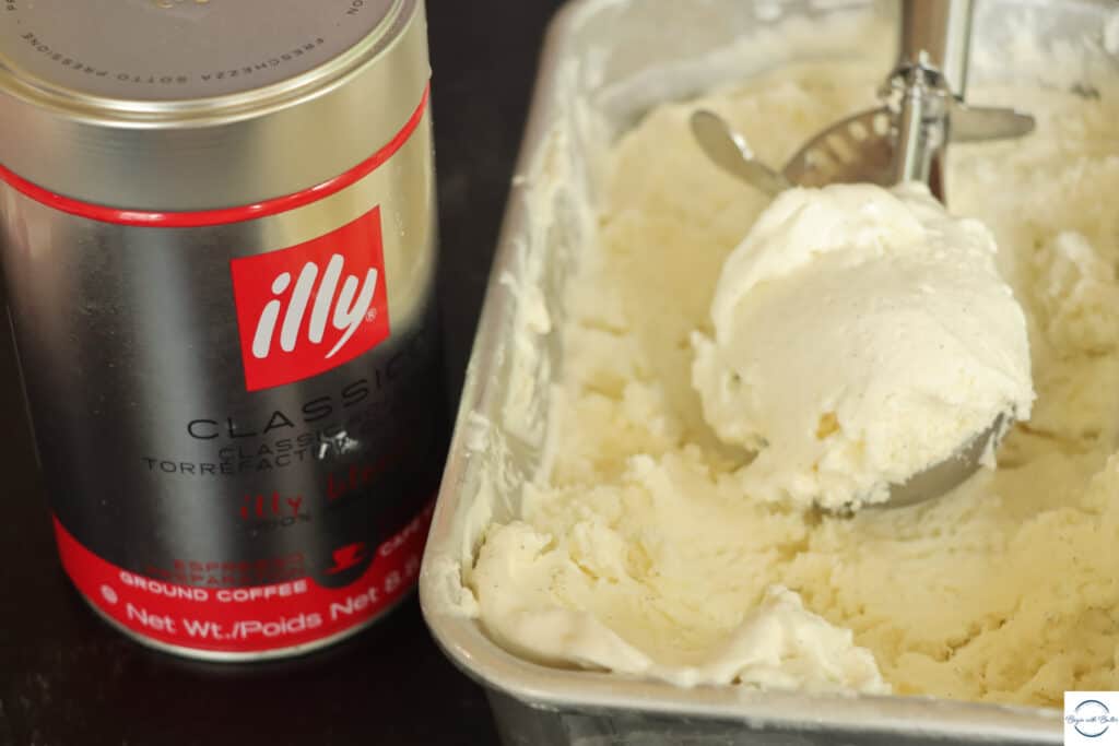This is a picture of vanilla bean ice cream and illy espresso