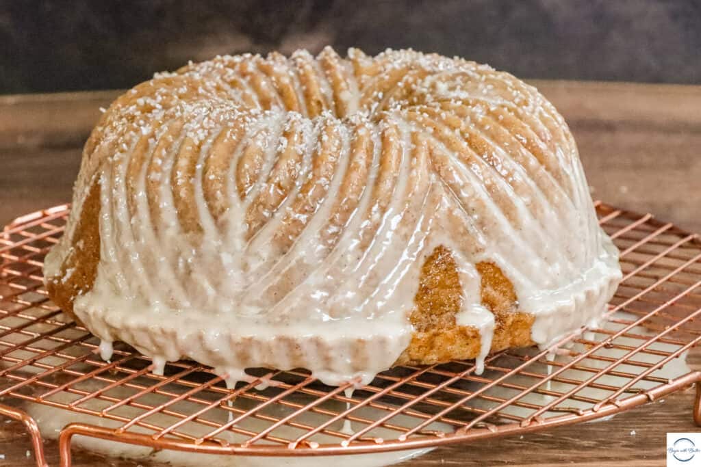 This is a photo of a Vegan Snickerdoodle Pound Cake.